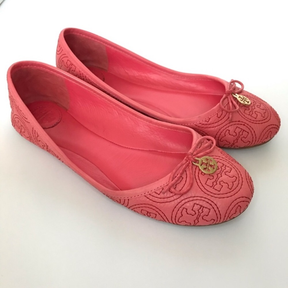 Tory Burch Chelsea Stitched Logo Pink Ballet Flat